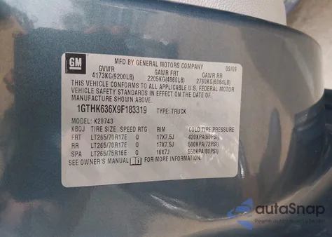 2009 GMC Sierra K2500 Slt из США, поврежденный, VIN 1GTHK636X9F183319